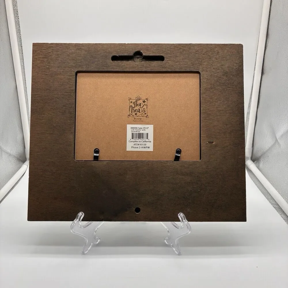 Glory Haus Wood Picture Frame With LIFE IS BETTER WITH GRANDKIDS. 10”x12”. Brown